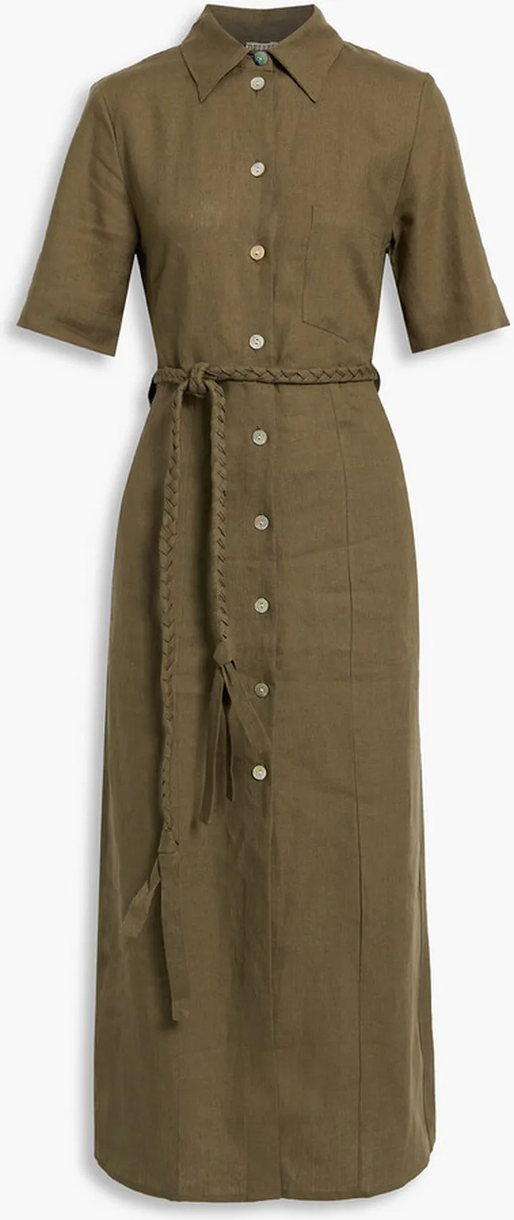 Elyssa belted linen midi dress