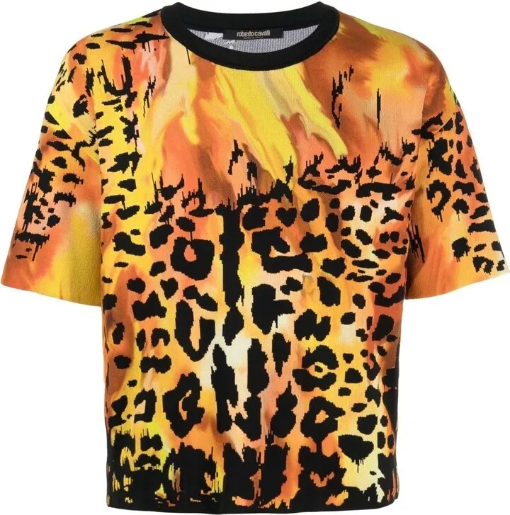 animal-print short-sleeved T-shirt