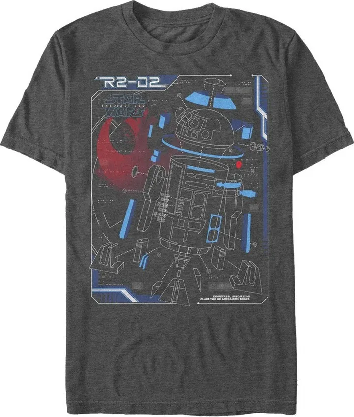 Men's Star Wars The Last Jedi R2-D2 Deconstruct T-Shirt - Charcoal Heather - X Large