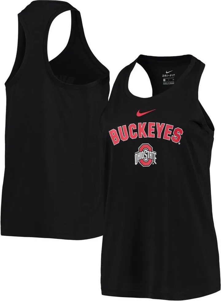 Women's Nike Black Ohio State Buckeyes Arch and Logo Classic Performance Tank Top