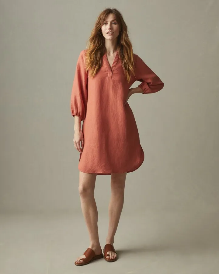 Linen Tunic Dress - Deep Apricot