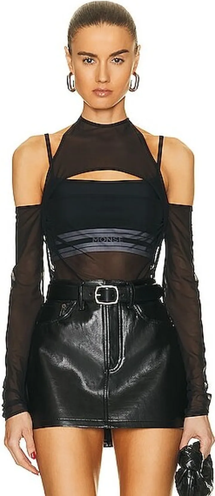 Monse Mesh Halter Top in Black