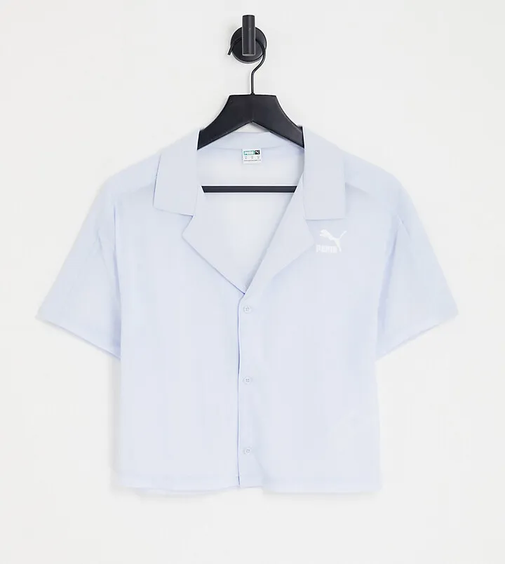 Puma organza mesh shirt in pale blue - exclusive to ASOS