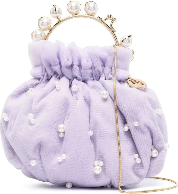 Purple Tutu Crystal Pearl Mini Bag
