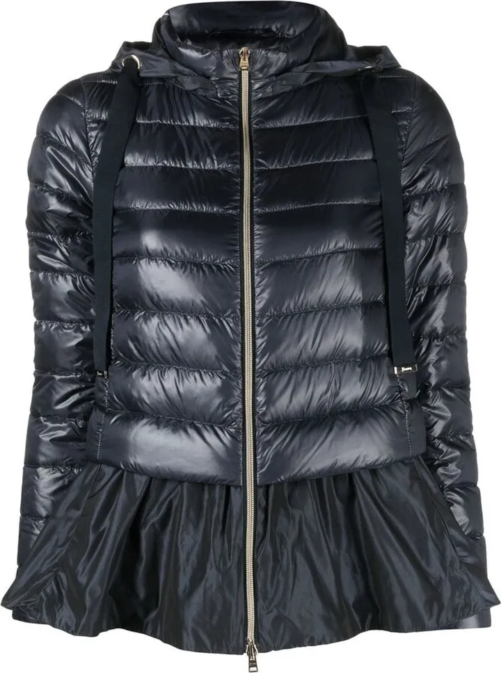 Frilled-Hem Padded Jacket