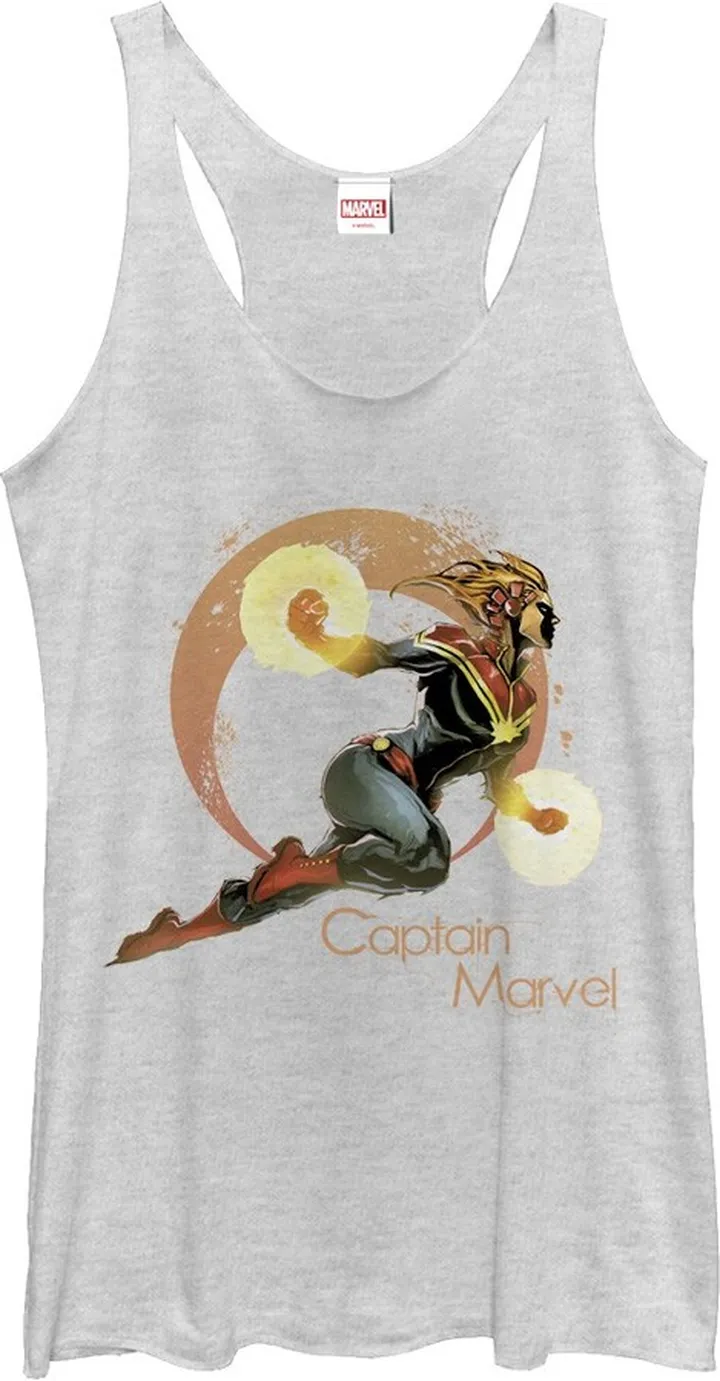 Women's Marvel Captain Flight Racerback Tank Top - White Heather - Large