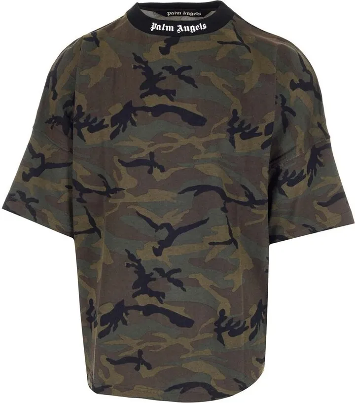 Palm Angels Camouflage Printed Crewneck T-Shirt