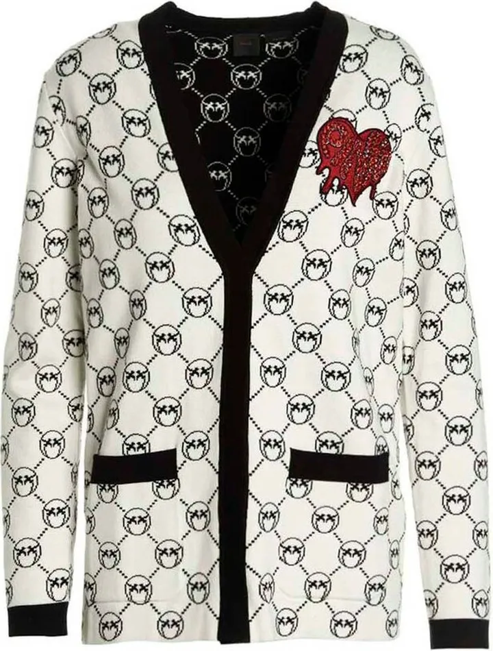 Pinko Monogram Jacquard V-Neck Cardigan
