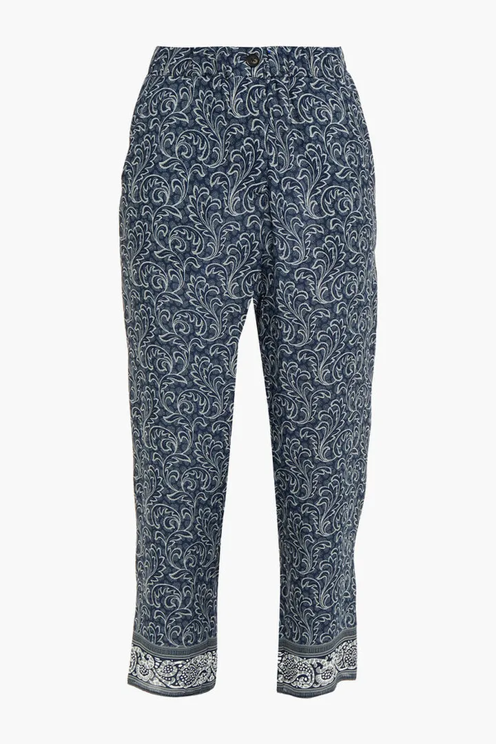 Eva cropped printed crepe slim-leg pants