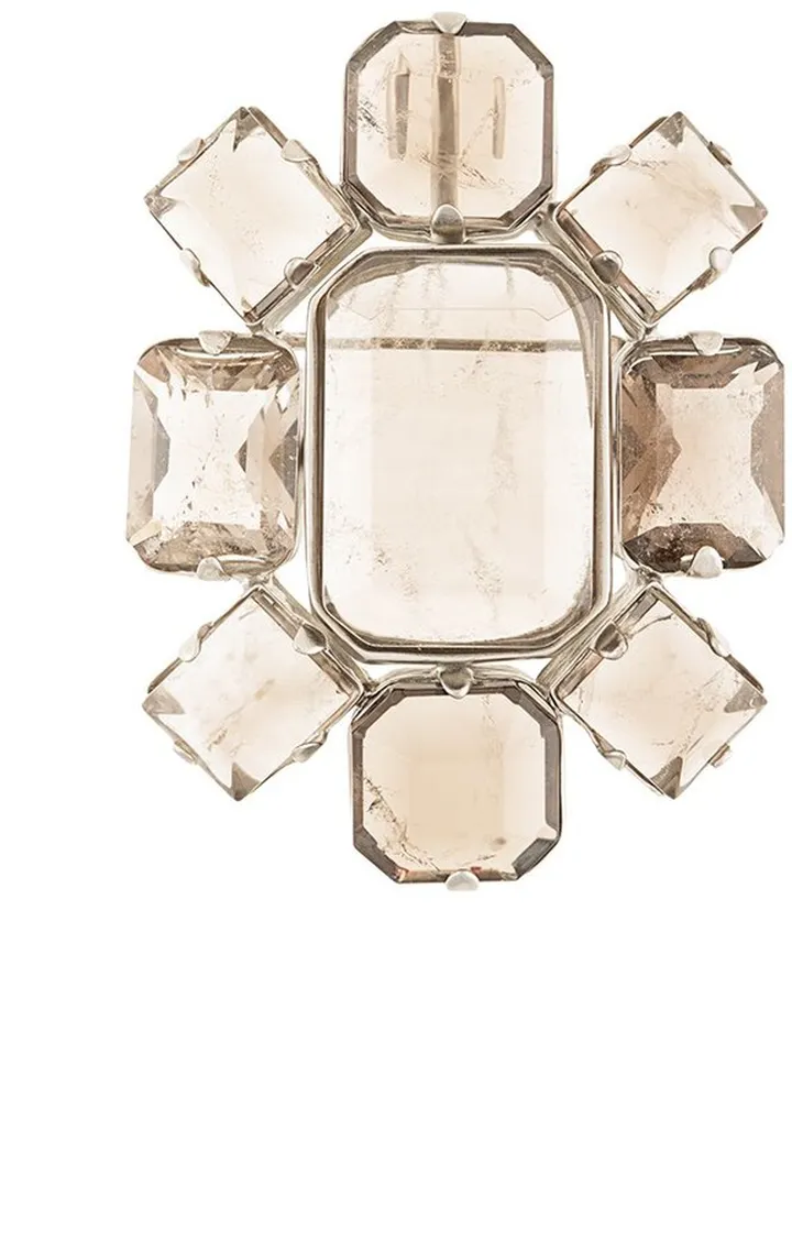 Smoky crystal brooch