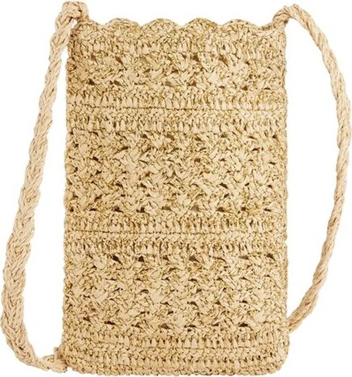 Raffia and lurex phone pouch
