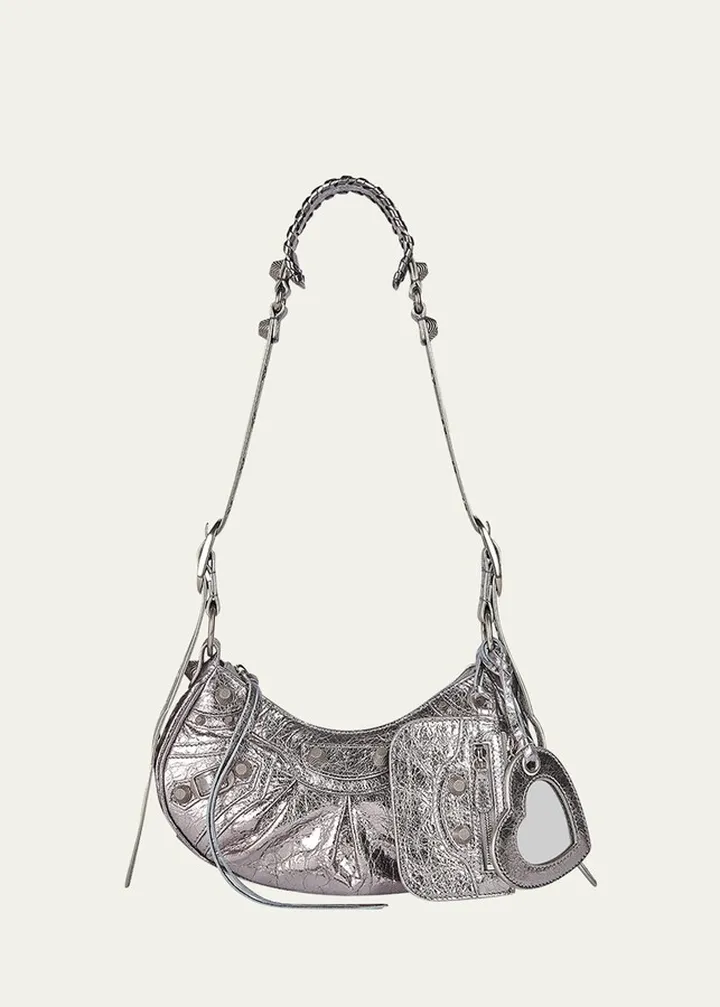Cagole XS Metallic Stud Hobo Shoulder Bag