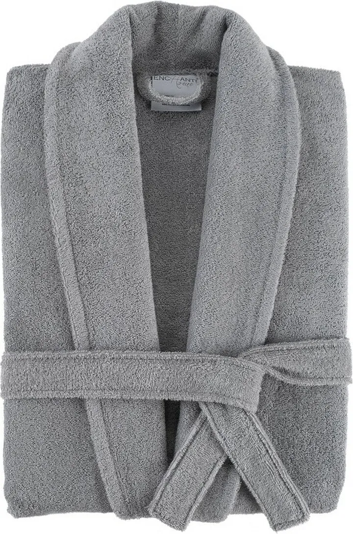Luxury Turkish 100% Cotton Bathrobe Silver - Enchante Home