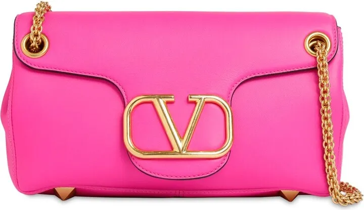 Stud & logo leather shoulder bag
