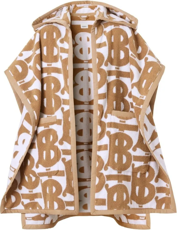 Neutral Monogram Cotton Jacquard Hooded Cape