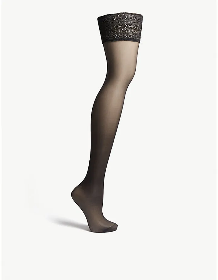 Womens 3009 Black Seidenglatt 15 Denier Stay-ups