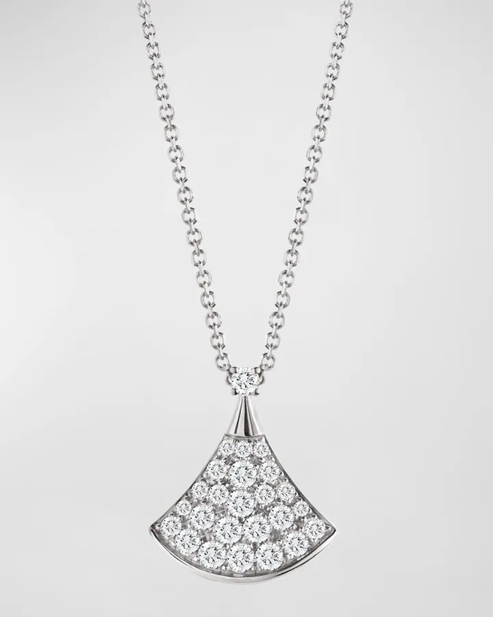 Diva's Dream Pave Diamond Pendant Necklace in White Gold