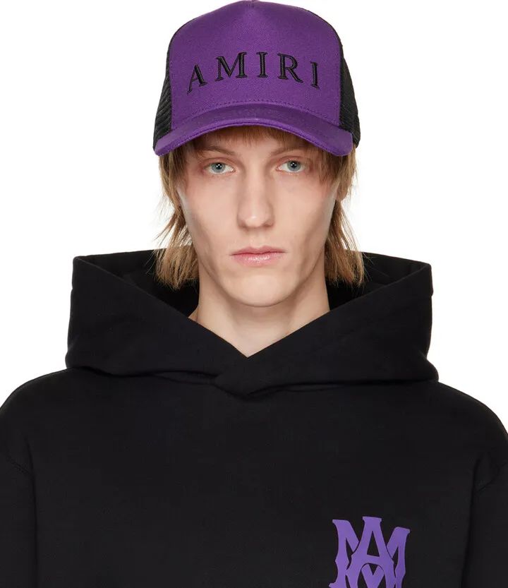 AMIRI Purple & Black Emrboidered Trucker Cap