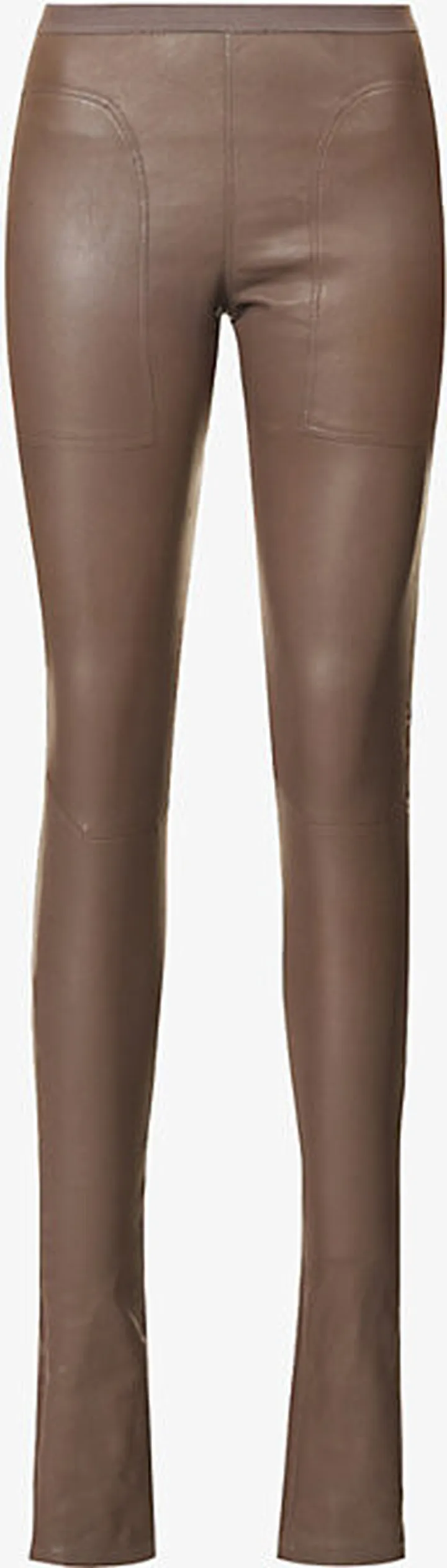 Womens Dust Panelled Slim-fit High-rise Leather Trousers