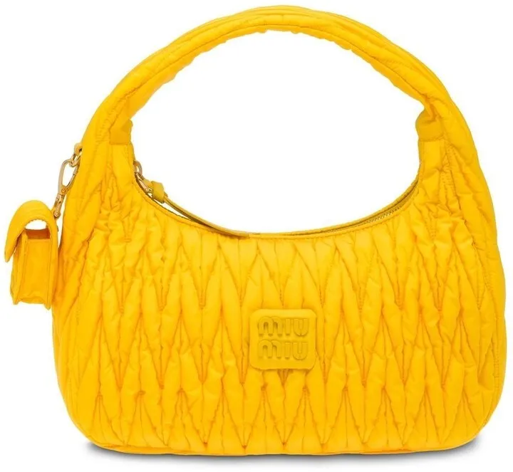 Miu Wander matelassé regenerated nylon hobo bag