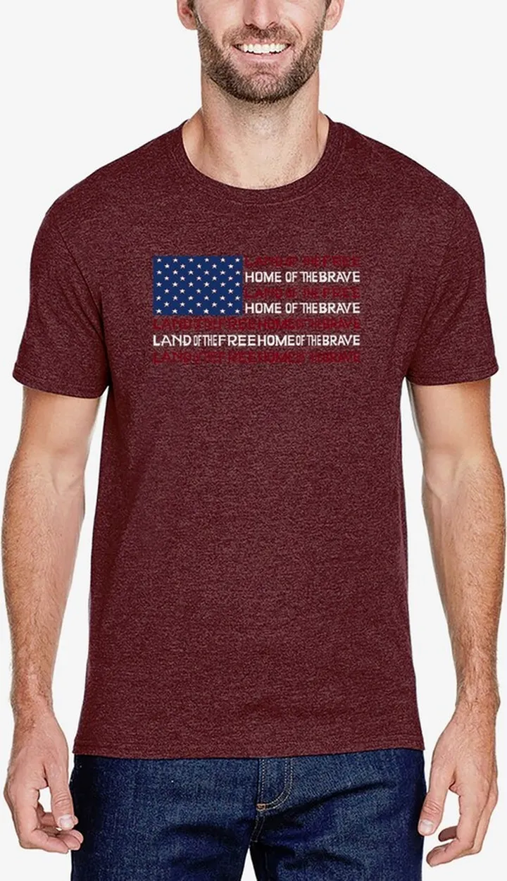 La Pop Art Men's Premium Blend Word Art American Flag T-shirt