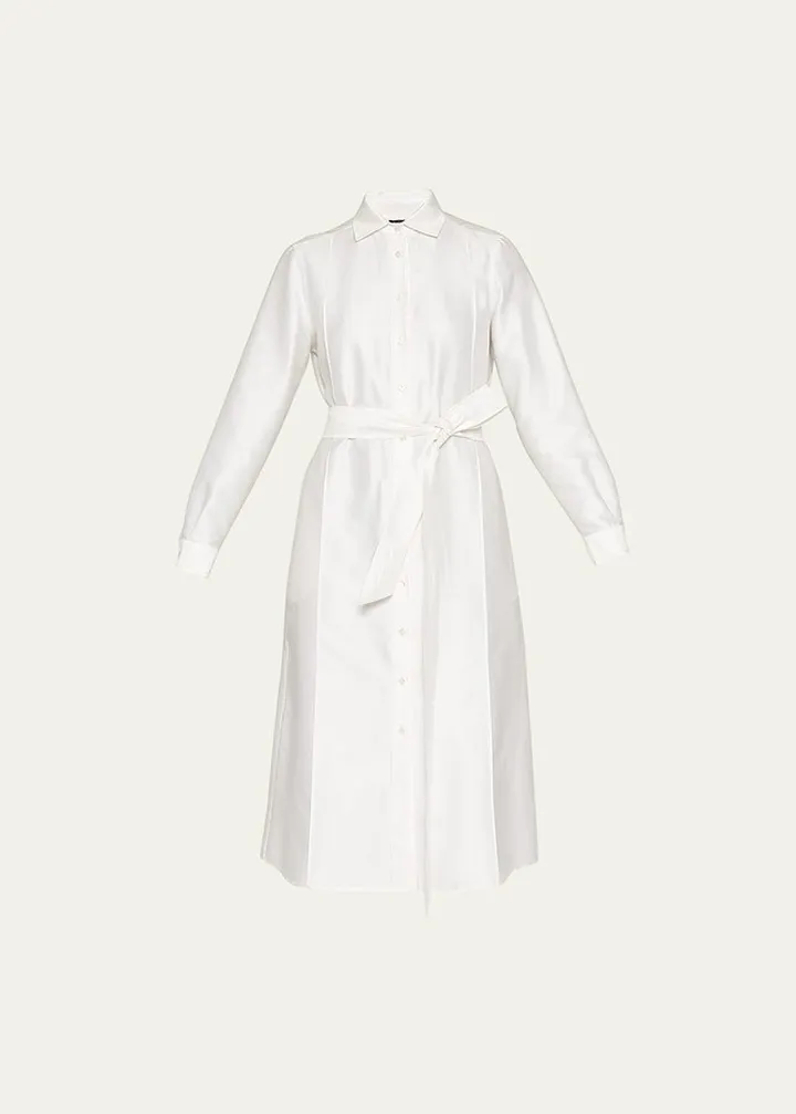 Tie-Waist Midi Sheen Dress