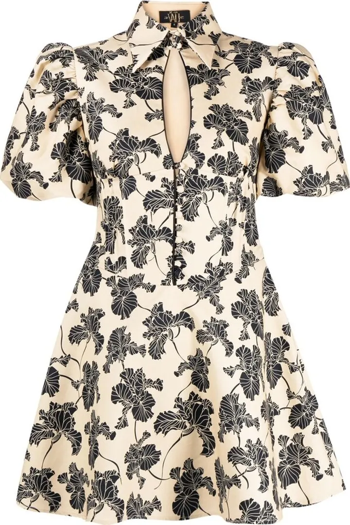Puff-Sleeved Floral Mini Dress