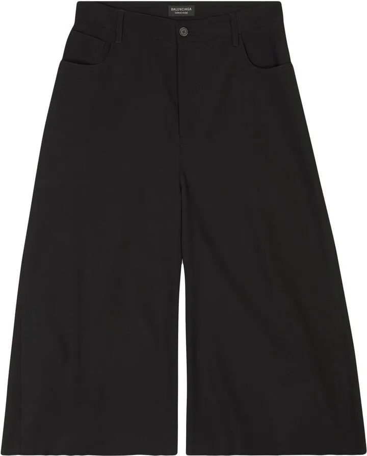 Wide-Leg Wool Cropped Trousers