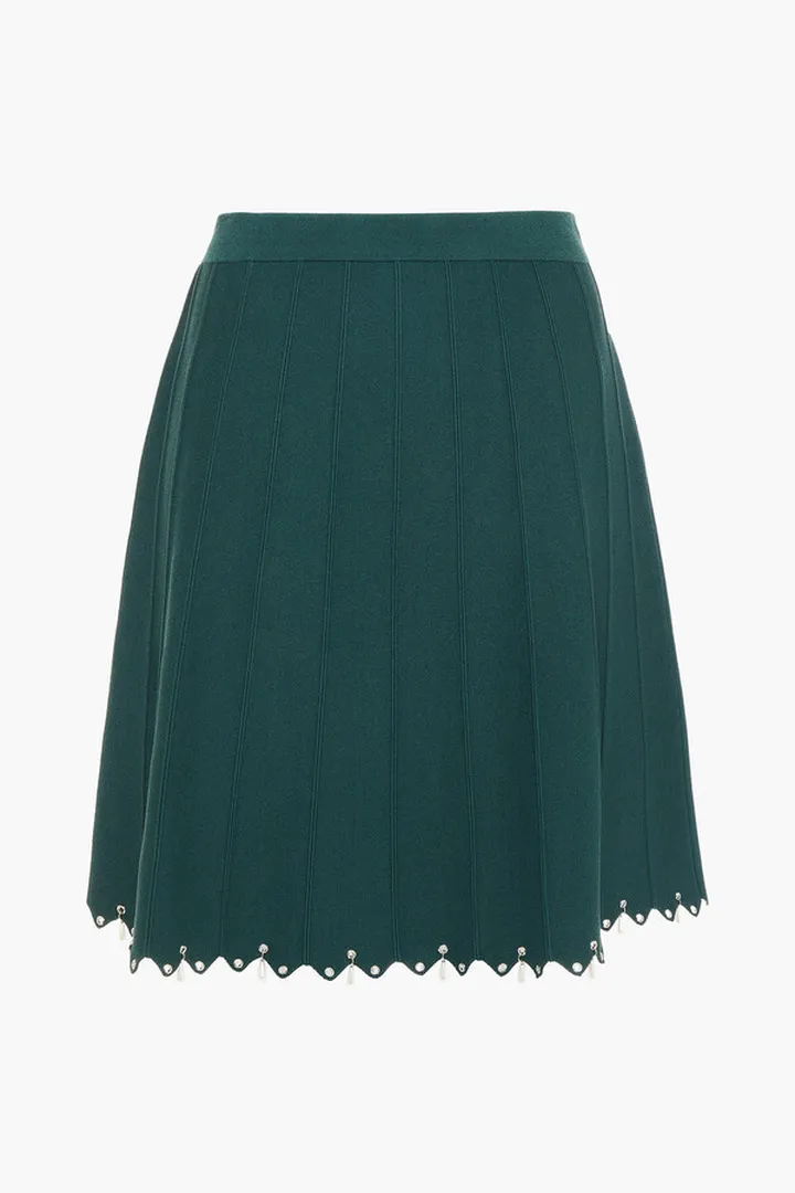Amyla embellished stretch-knit mini skirt