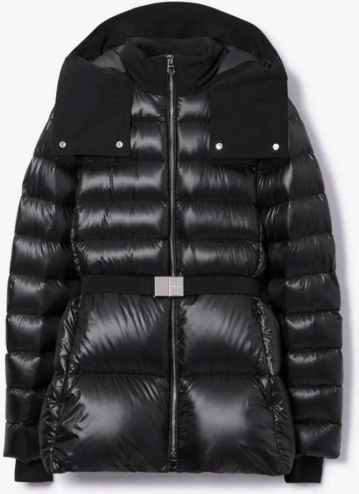 Burberry Contrast Hood Nylon Belted Puffer Jacket