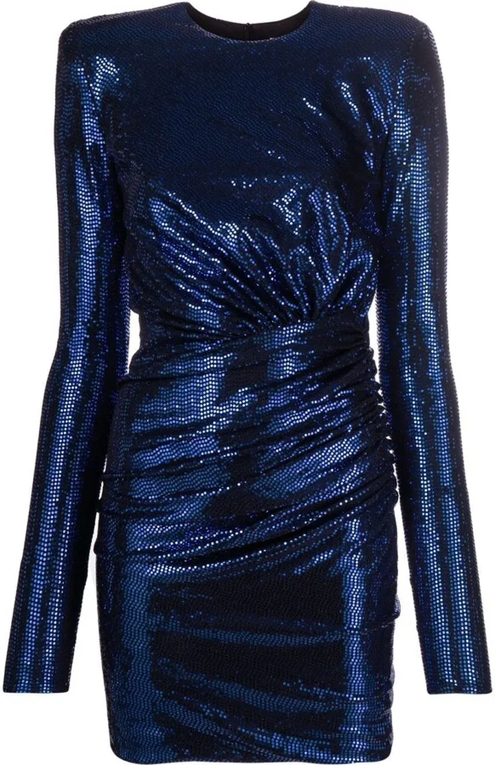 Long-Sleeve Gathered Minidress