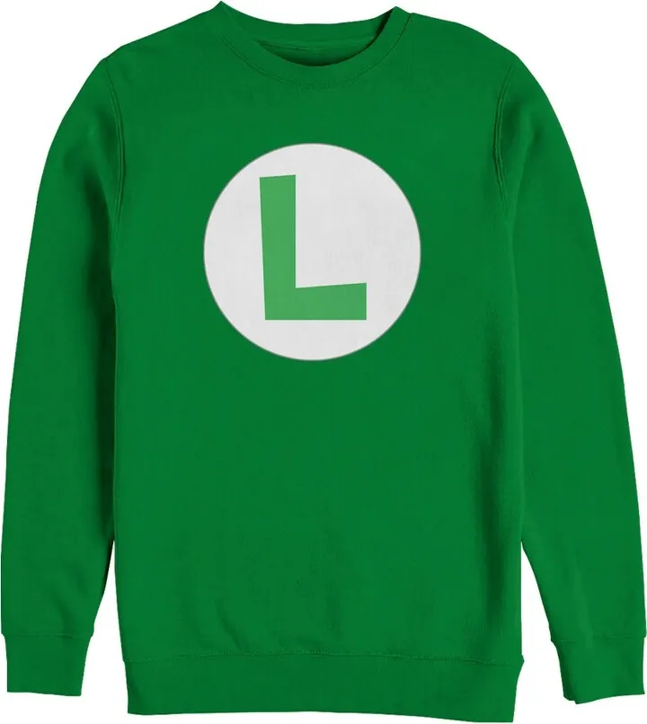 Men's Nintendo Luigi Circle Icon Sweatshirt - Kelly Green - Large