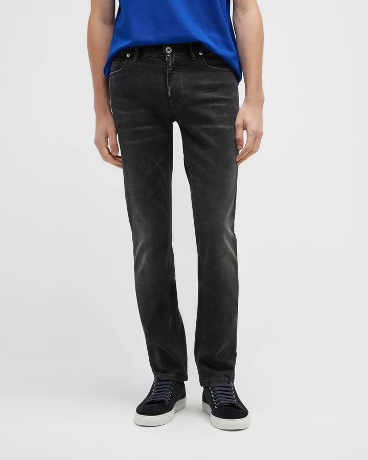 Men's Distressed Black Wash Denim Jeans