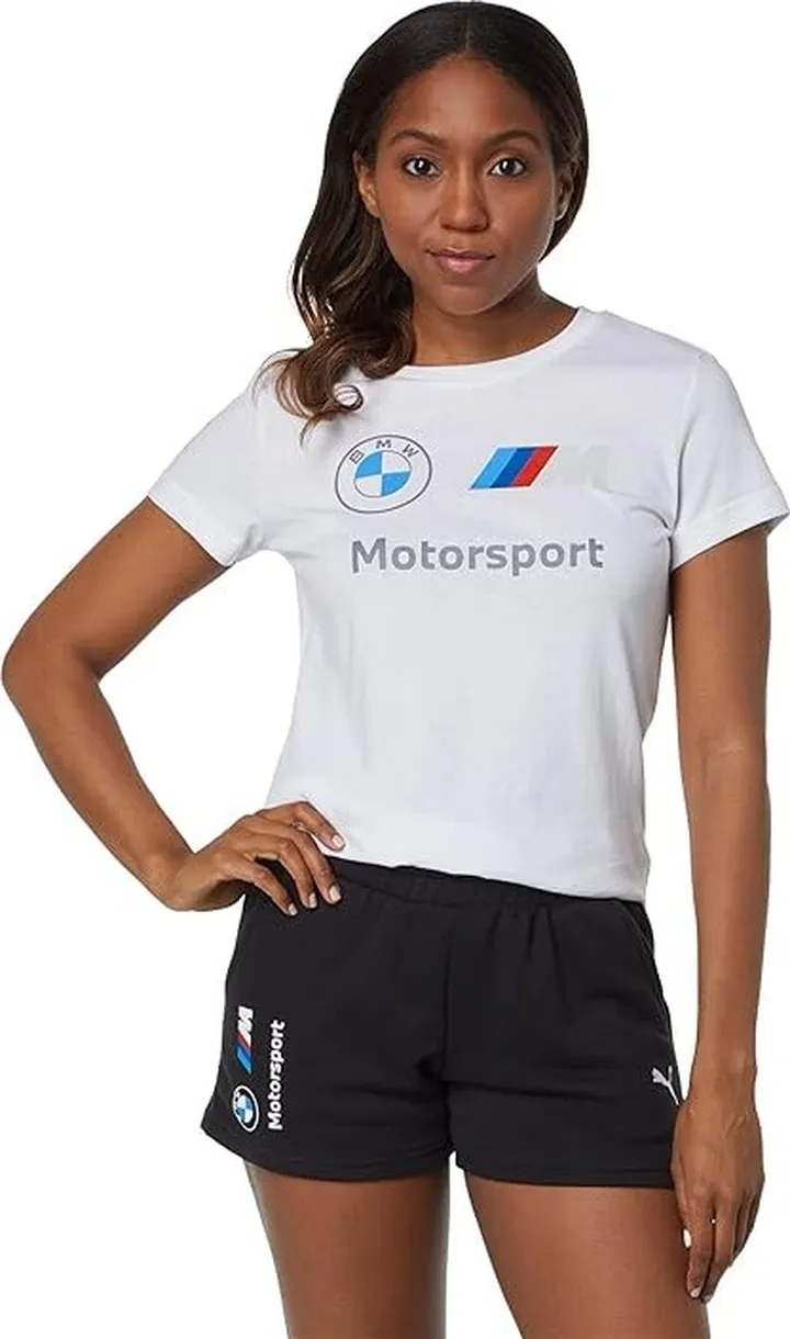 PUMA BMW M Motorsport Essentials Tee (Puma White) Women's Clothing