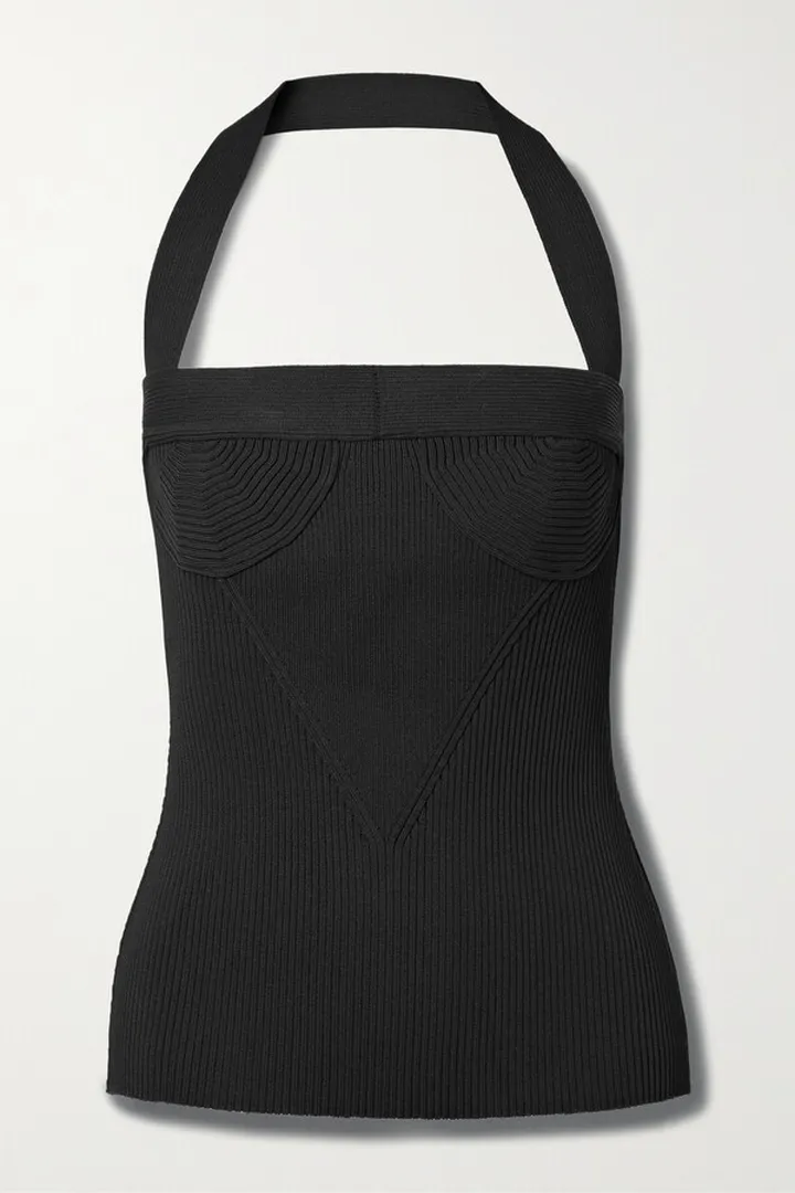 Proenza Schouler - Ribbed-knit Halterneck Top - Black