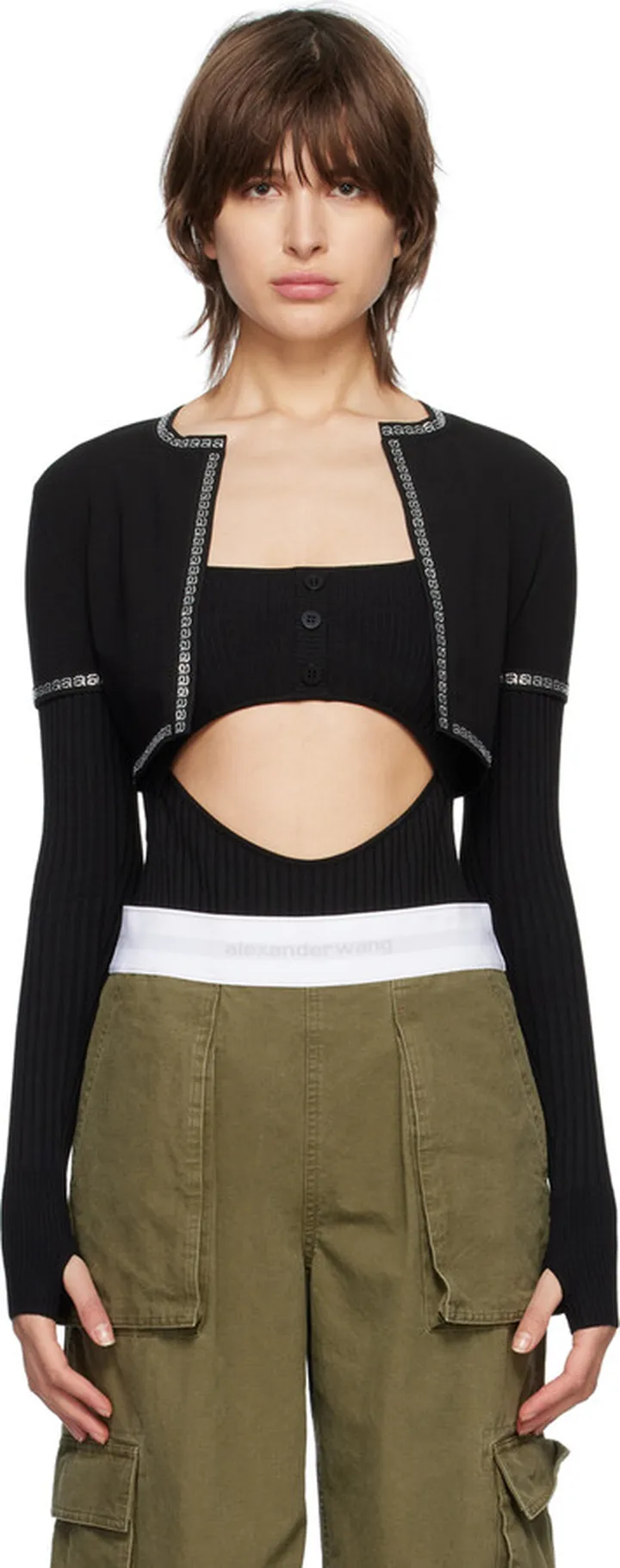Alexander Wang Black Cropped Cardigan
