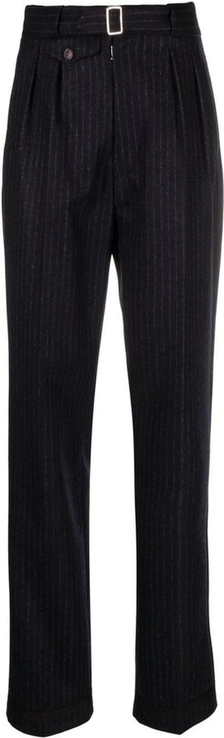 Pinstripe-Pattern Straight-Leg Wool Trousers