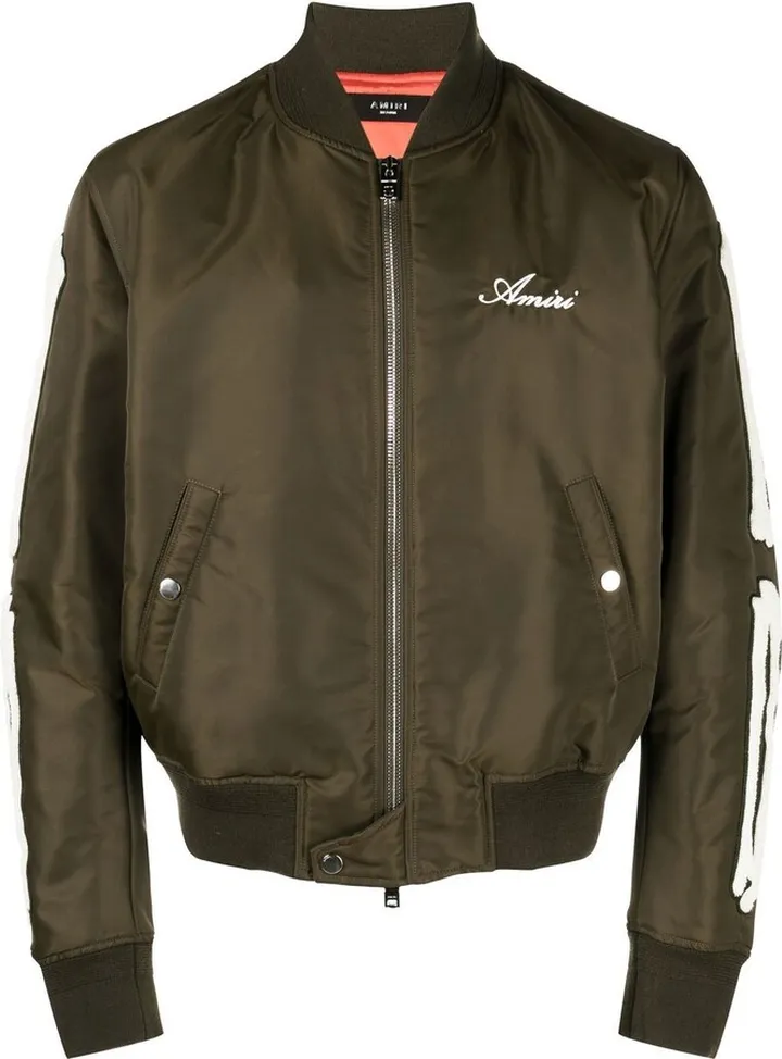 Bones appliqué logo-embroidered bomber jacket