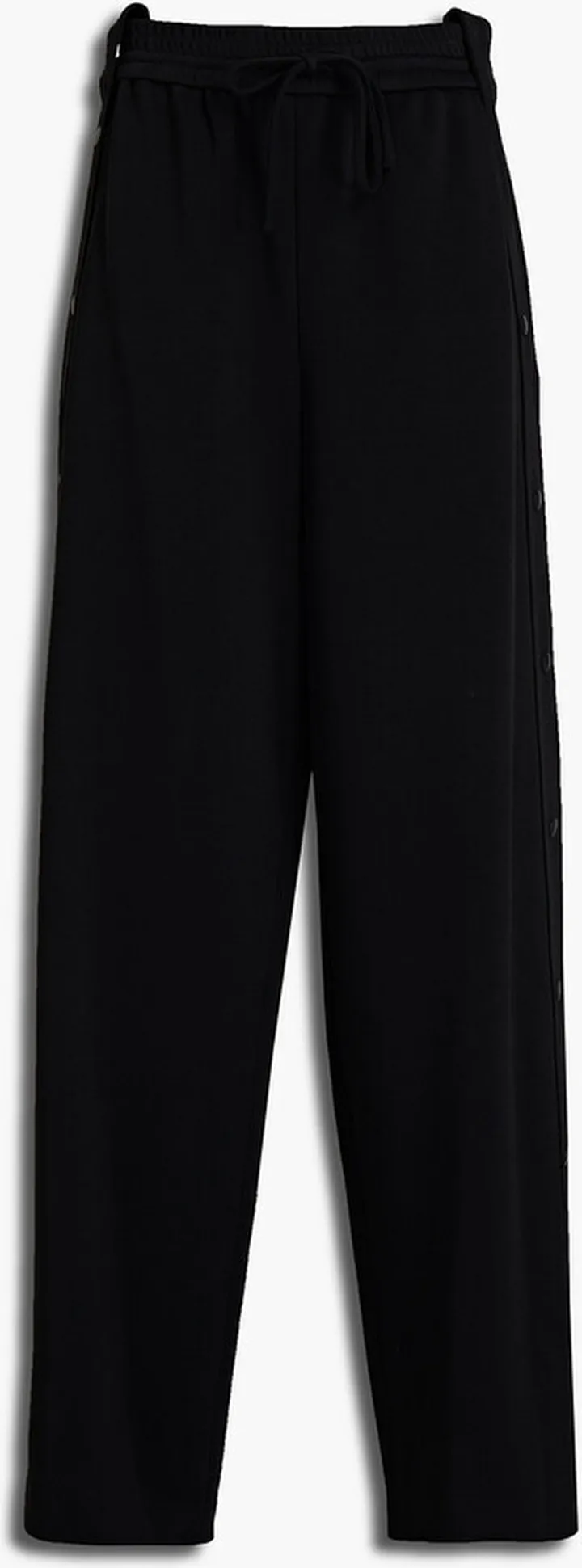 Snap-detailed stretch-ponte wide-leg pants