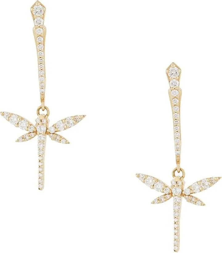 18kt yellow gold and diamond Dragonfly earrings