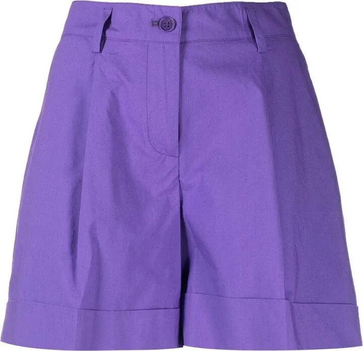 Pleated Cotton Mini Shorts