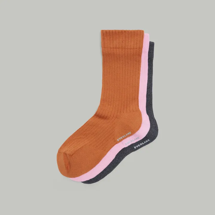 The Organic Cotton Ribbed Crew Sock 3-Pack