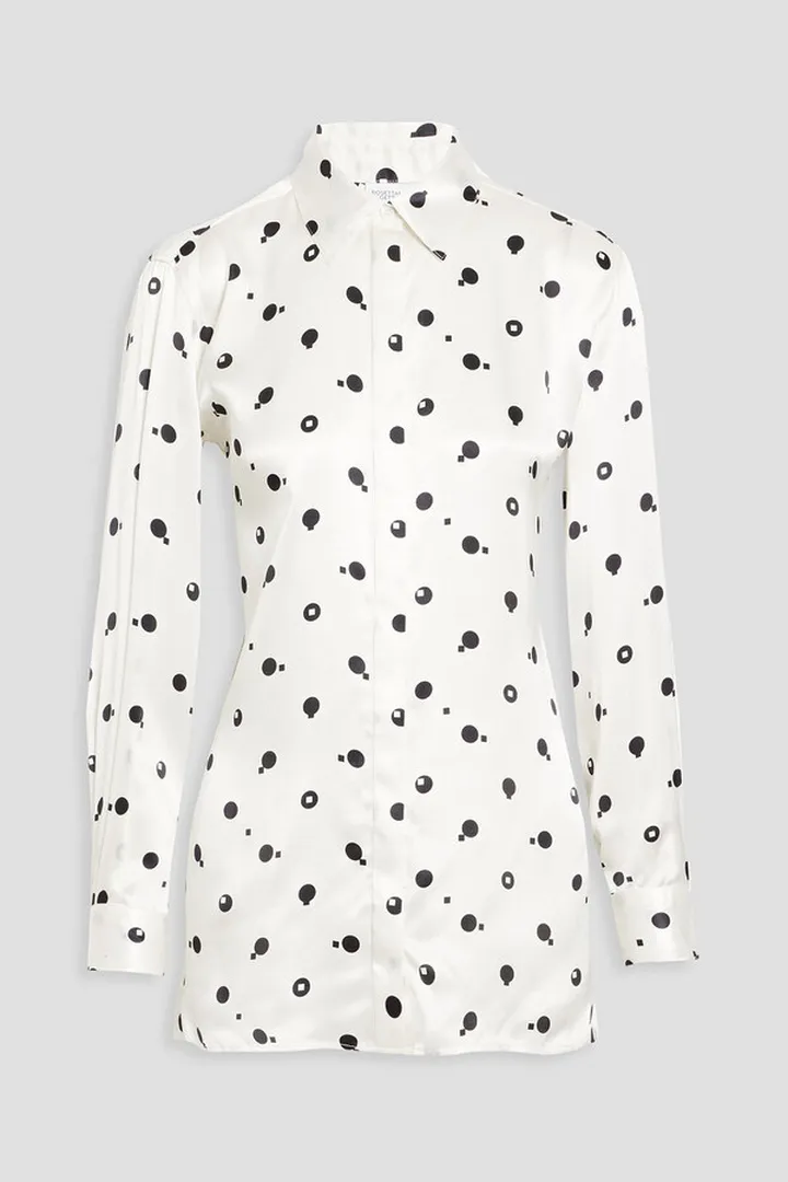 Printed silk-satin shirt