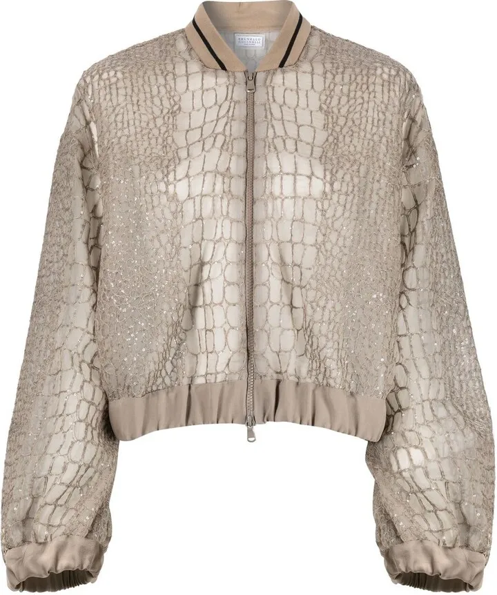 Sequin-Embellished Bomber Jacket
