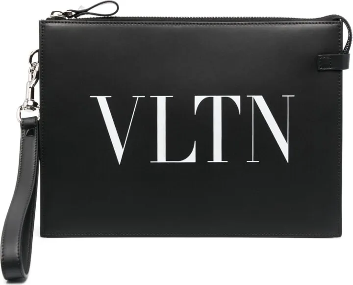 VLTN logo-print clutch