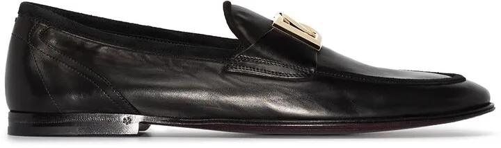 Interlocking DG-plaque leather loafers