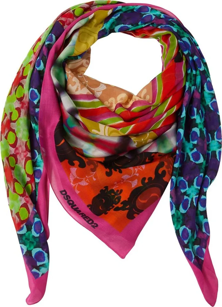 Patchwork print foulard