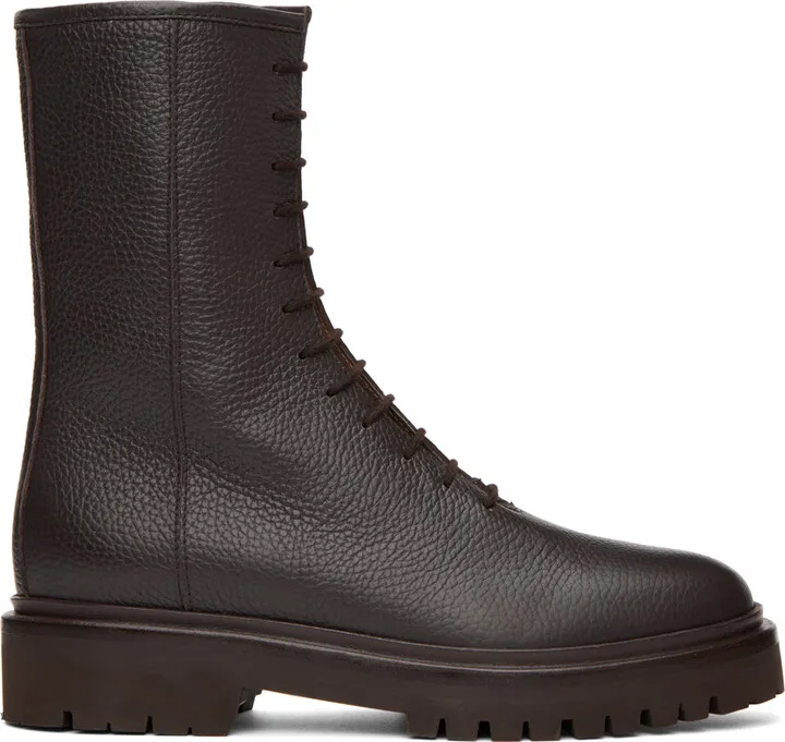 Legres Brown Leather Combat Boots