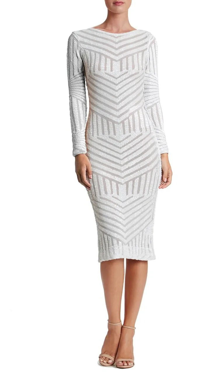 Emery Sequin Stripe Long Sleeve Cocktail Dress