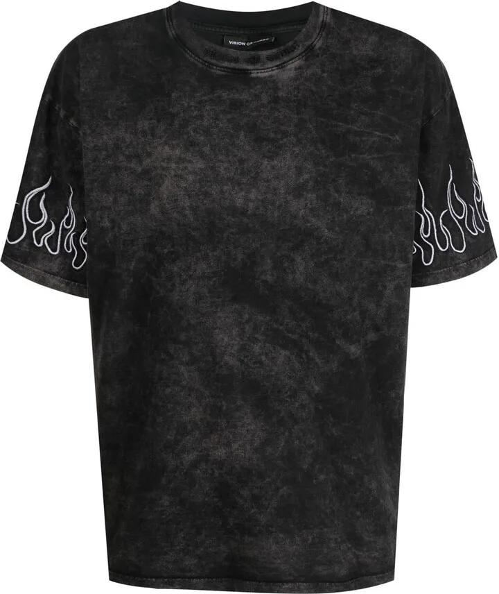 flame-print short-sleeved T-shirt